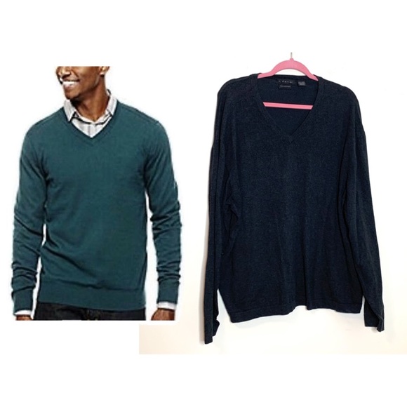 J Ferrar Dark Grey V-Neck Sweater - Picture 1 of 6